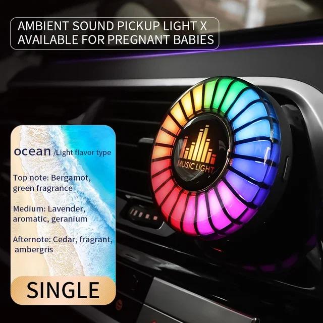 Smart RGB Pickup Lights LED 3D Ambient Lamp Sound Control Music Rhythm Lights Air Freshener for Car Gaming TV Creative Decora