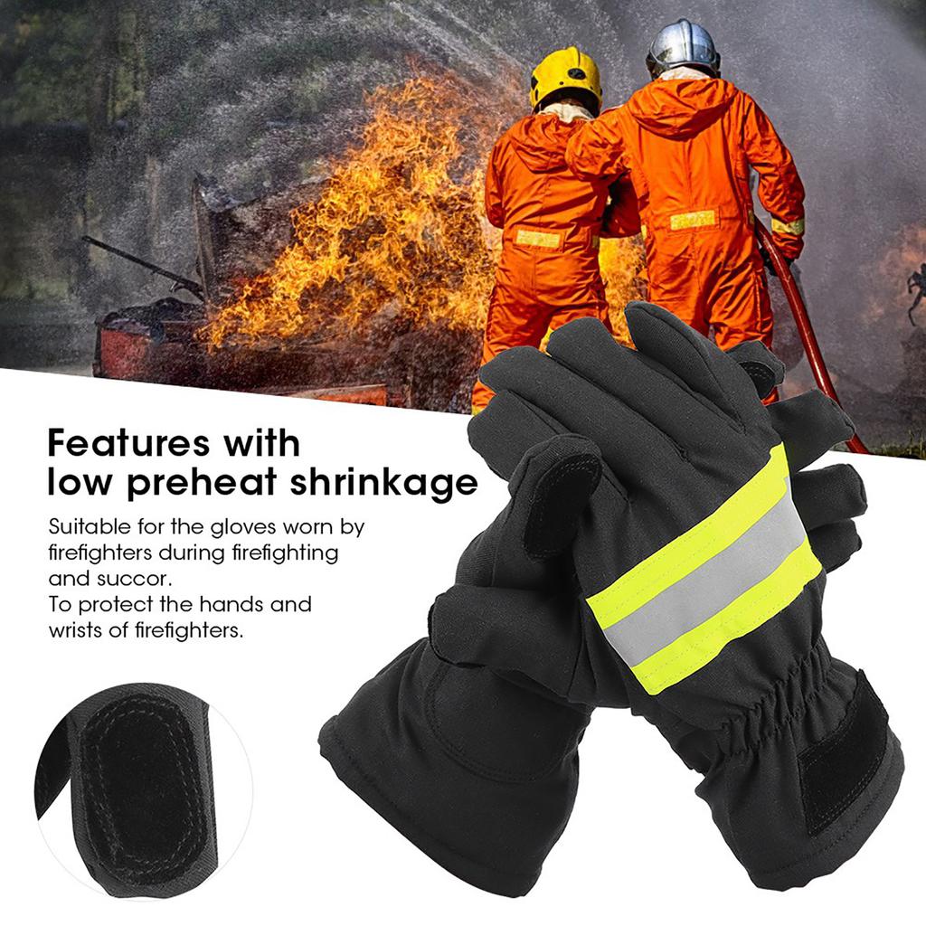 Flammhemmende Feuerwehrhandschuhe, hitzebeständig, wasserdicht, atmungsaktiv, Feuerwehr-Handschutzhülle, Schwarz und Gelb
