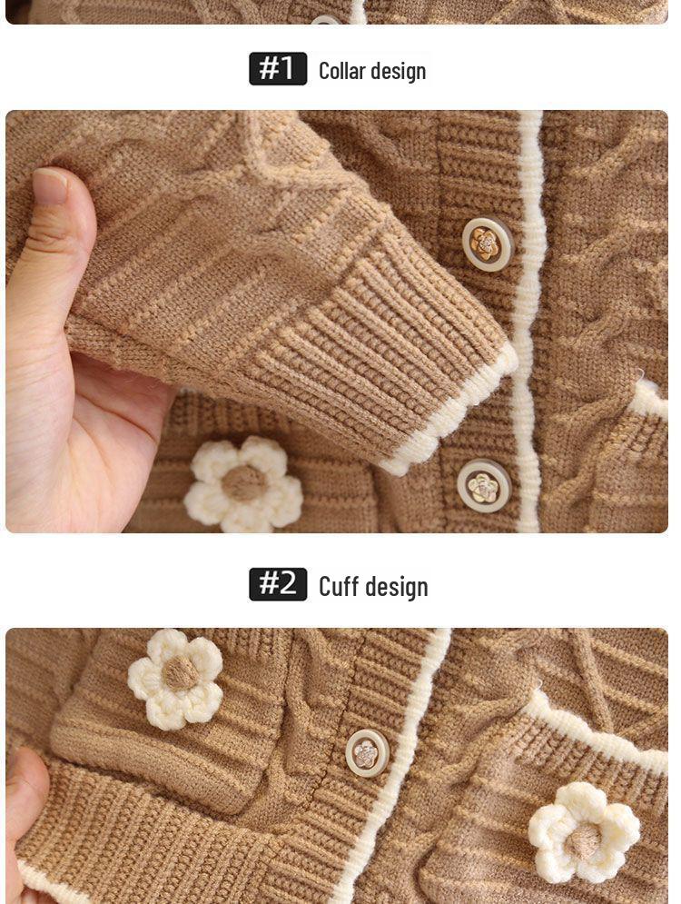 2025 Autumn Girls' Korean Style Knit Cardigan - Fashionable Early Autumn Children's Outerwear Sweater
