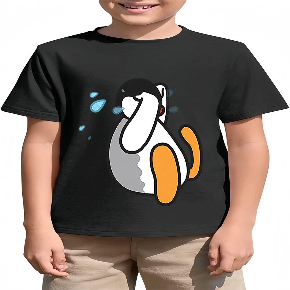 Summer Children's Pingu Fashion T-Shirt Cartoon Print Hot Sale for Boys and Girls