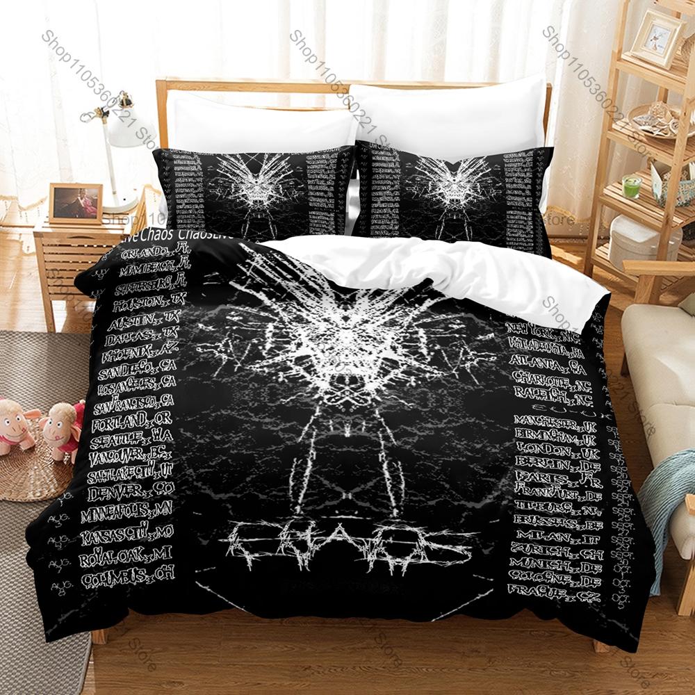 Cool Graphic Ken Carson Playboi Carti Opium Label Rage Rap Bedding Set Duvet Cover With 2 Pillowcases Teen Eboy Goth Bedroom Dec