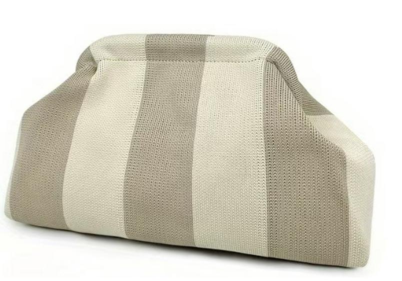 2025 Nuova Borsa a Maglia a Grande Capacità con Motivo a Righe, Versatile Color Block Flyknit