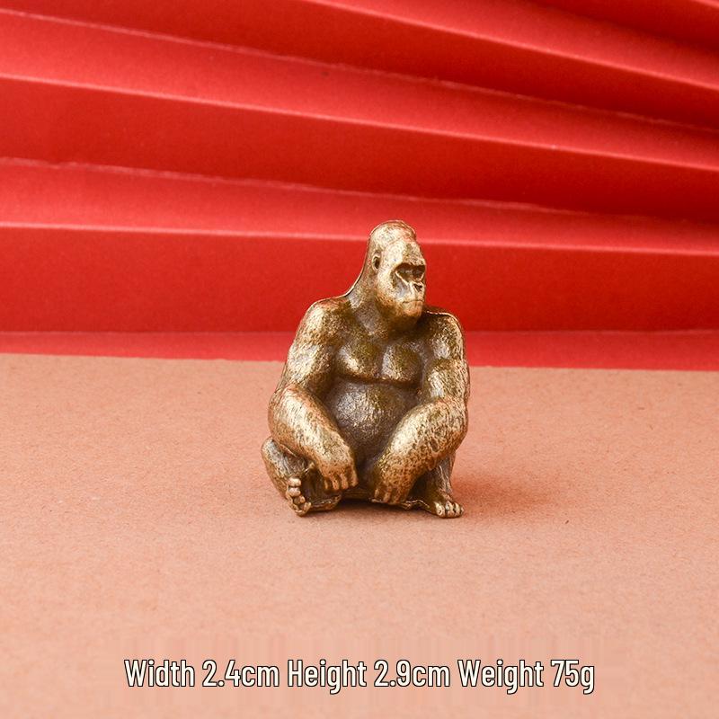 Creative Bronze Animal Model: Rhinoceros and Gorilla Ornament - Home/Office Desktop Tea Pet Decor