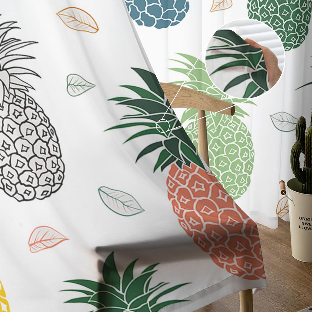 Color Cartoon Pineapple Sheer Curtains for Living Room Decoration Window Curtains for Kitchen Tulle Voile Organza Curtains