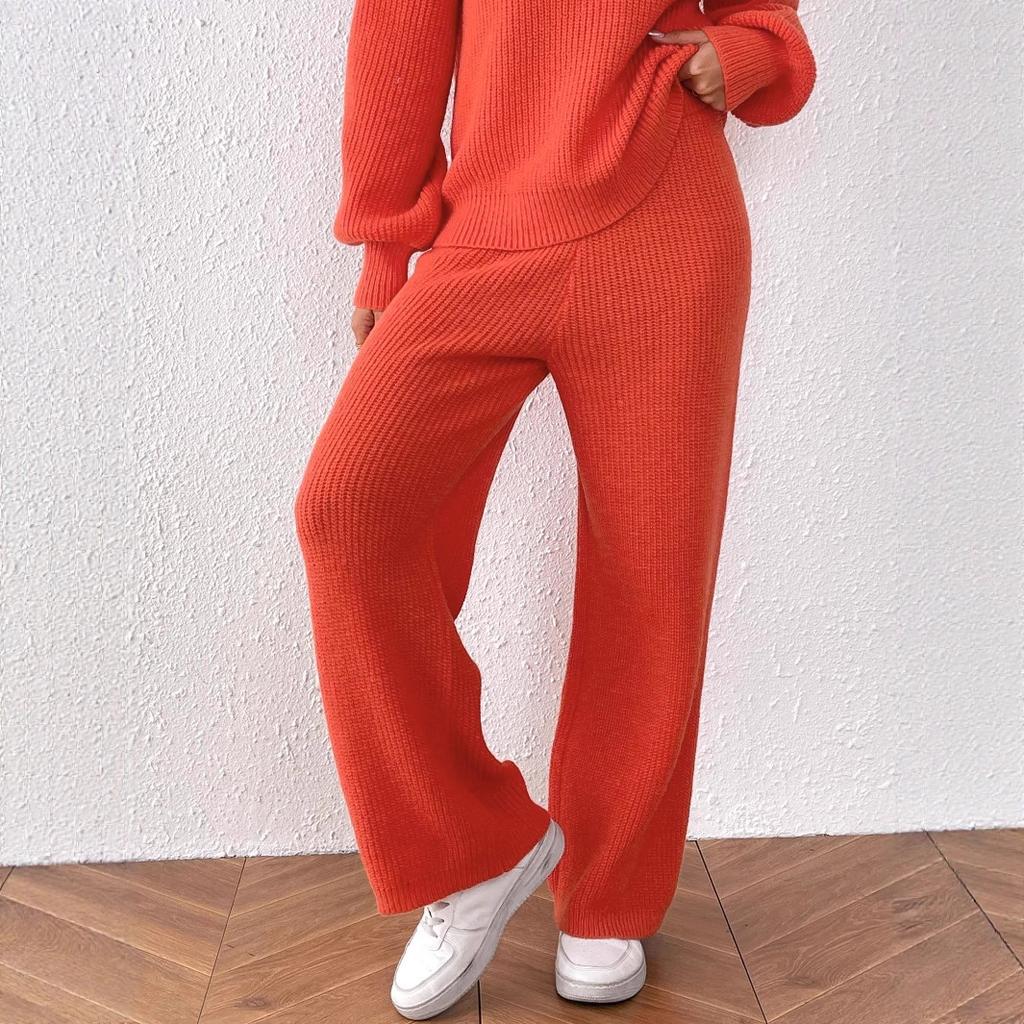 Women's Trousers, Autumn and Winter Woolen Trousers, Casual Straight-leg Wide-leg Trousers, Mid-high-waisted Thermal Long Trousers