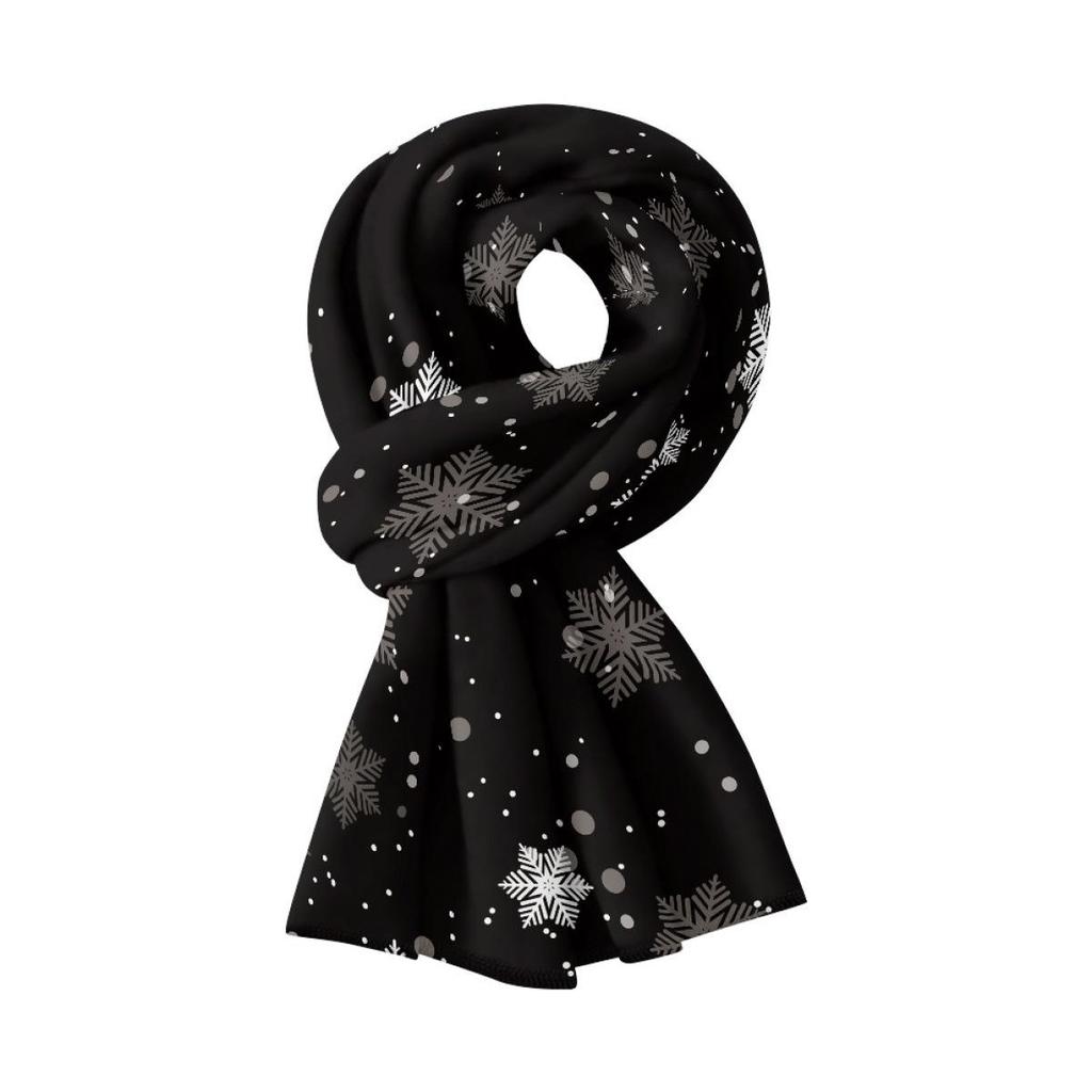 Pink Fleece-Lined Christmas Pattern Scarf for Girls