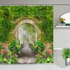 Tenda da Doccia da Giardino Esterna Muro a Fiori Arco Architettura Piante Fiori Paesaggio Poliestere Tende Sospese Decorazioni Bagno