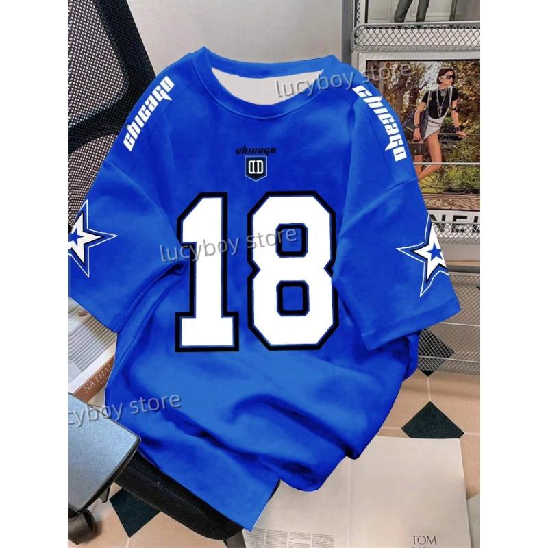 Mens 3D Number 18 Printed Short Sleeve T Shirt Man V Neck Sportwear Brooklyn Racing Football Tee Vintage Casual Tops Men Clothes