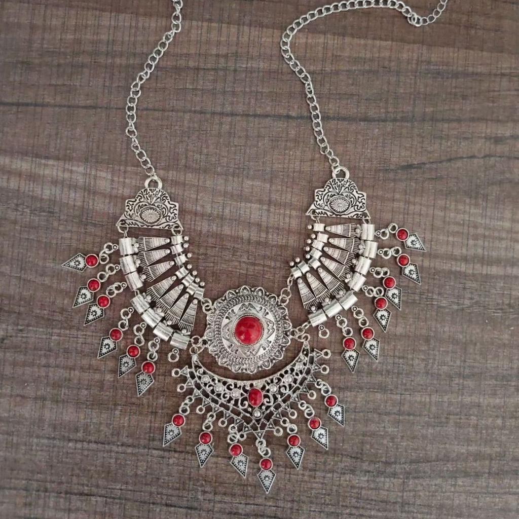 Ethnic European and American Retro Tassel Necklace Exaggerated Sweater Clavicle Chain