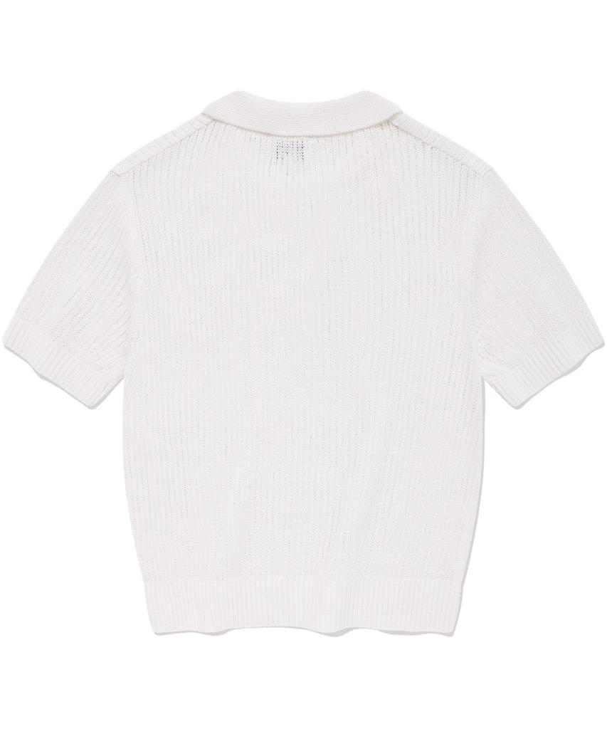 COVERNAT WOMAN Collar Lace-Up Crochet Half Knit Ivory
