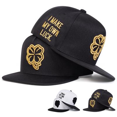 Men Four-leaf Clover Side Letter Embroidered Hip Hop Hat Outdoor Adjustable Sunscreen Leisure Hat Spring Autumn Travel Tourism Beach Vacation