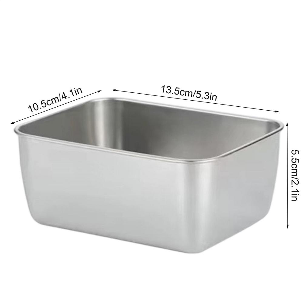 1PC Stainless Steel Food Storage Container Rectangle Dish with Cover Noodles Fruit Tray Lunch Box Thick Refrigerator Organizer