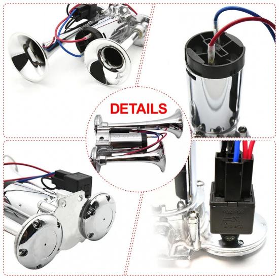 100% 12v Dual Trumpets Speaker 150db Car Electric Loud Horn Air Horn Siren Truck Boat Train Speaker For Car