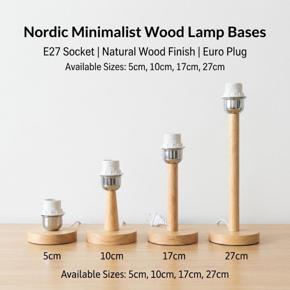 Universal Solid Wood Lamp Base Holder E27 On Off Switch Table Lamp Holder EU Plug Bedside Lamp Holder Study Room
