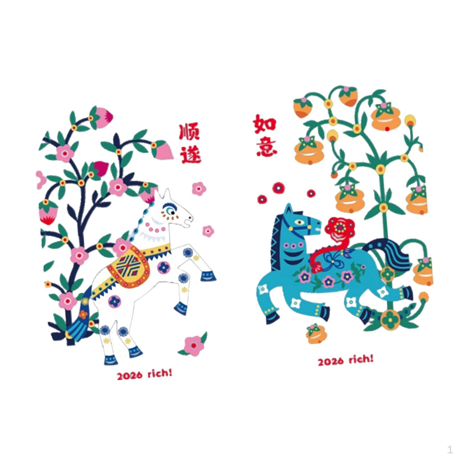 

Chinese Year Window Clings Stickers Ornaments Removable for Holiday Door Party