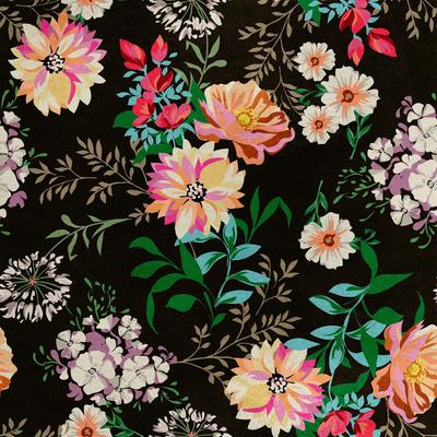 Royal Velvet Fabric Polyester For Sewing - Motif Wildflowers