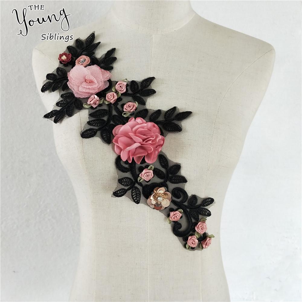 Lace Collar Embroidered Lace Lace Sequins Three-Dimensional Simulation Rose Dress Accessories
