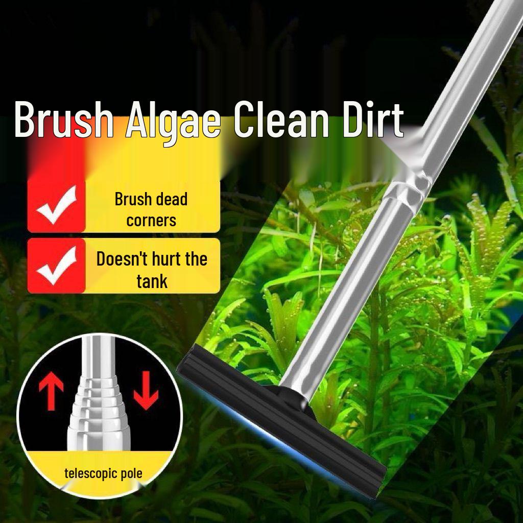 Retractable Silicone Aquarium Cleaning Brush - Safe for Fish Tank Walls and Glass