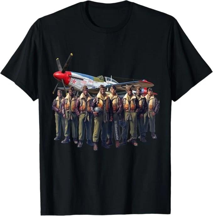 Men s Retro Graphic Tuskegee Airmen History WWII Fighter Pilot Retr... S