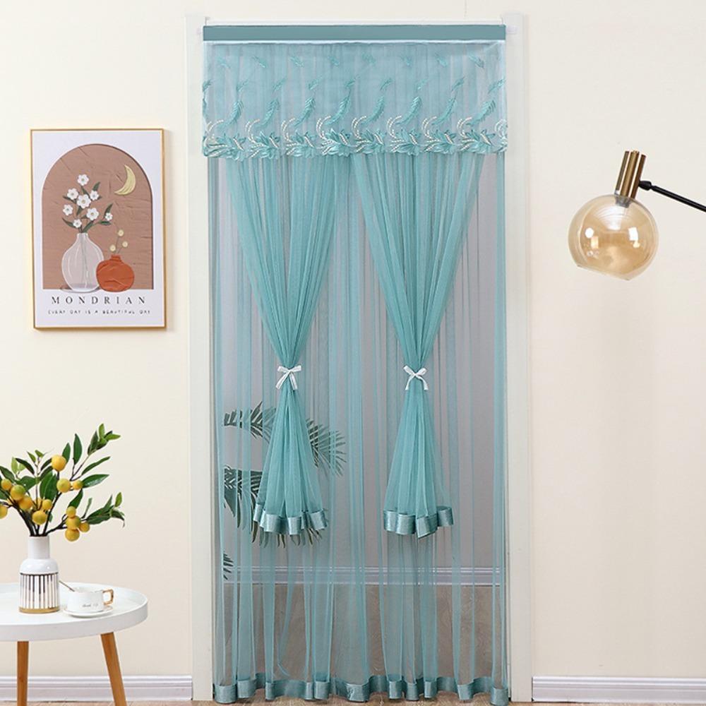 Double Layer Anti-mosquito Door Curtain Fabric Lace Self-adhesive Door Mesh Curtain Breathable Mesh Partition Curtain Bedroom