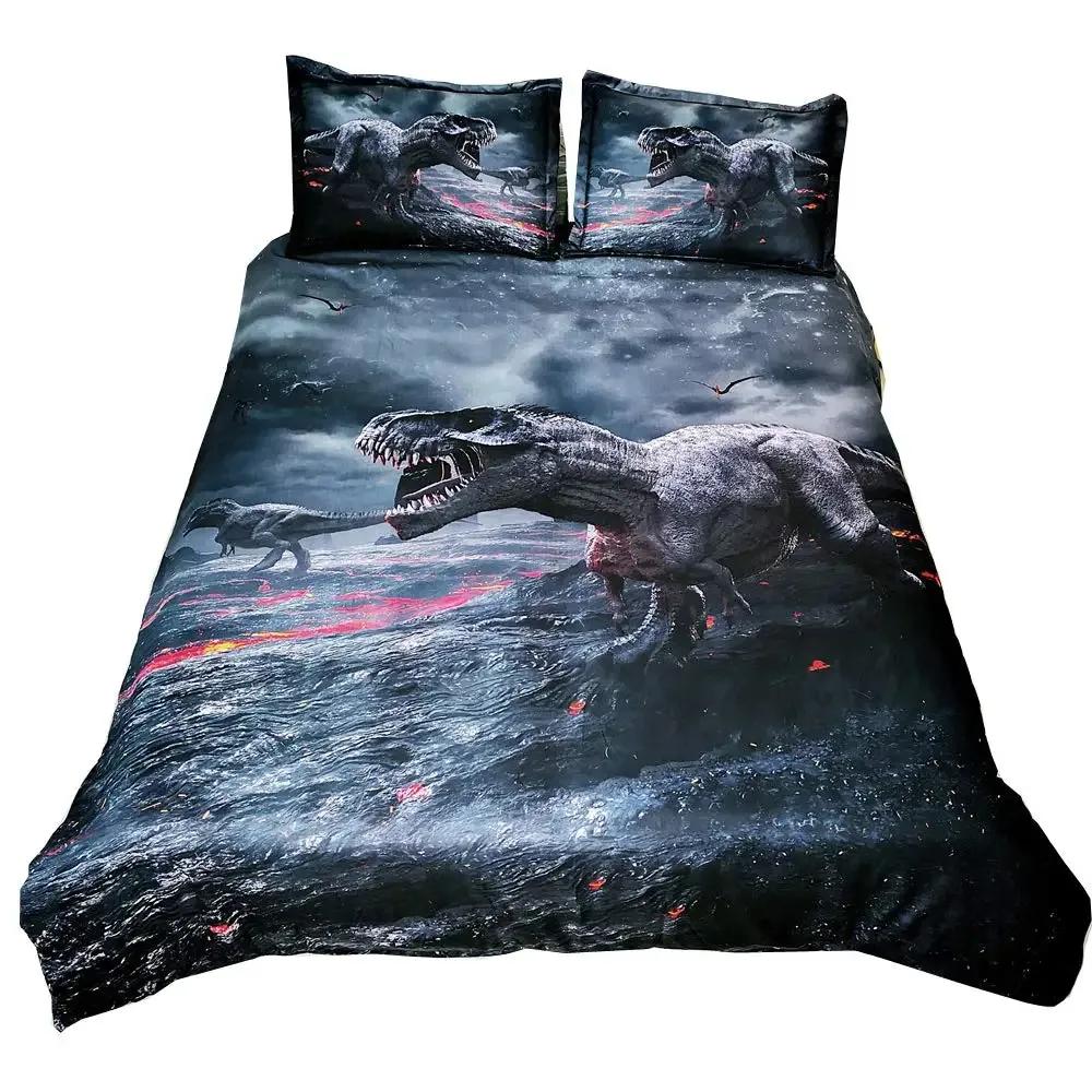 3D Dinosaur Duvet Cover Set Queen Size for Boys Dinosaur Bedding Set T-Rex Dinosaur Comforter Cover Bed Set Home Decor for Teens