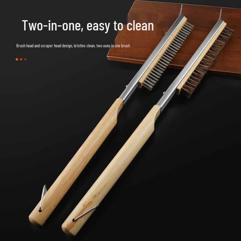 BBQ Grill & Pizza Oven Cleaning Brush with Replaceable Head for Outdoor & Kitchen Use
