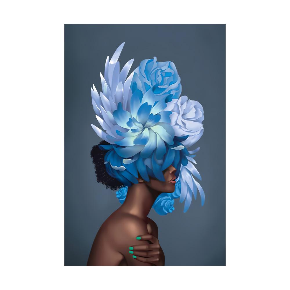 Nordic Flowers Head Woman Canvas Paintings On the Wall Art Posters And Prints Feather Girls Wall Pictures Home Decoration