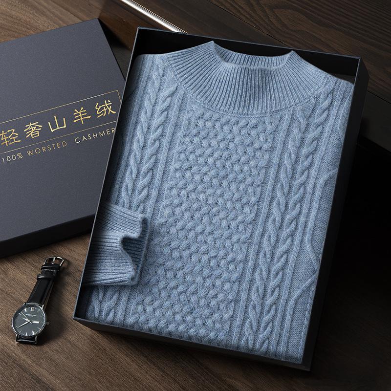 Men's Plus Size Cashmere Sweater - Thick, Warm, Loose Fit for Autumn & Winter