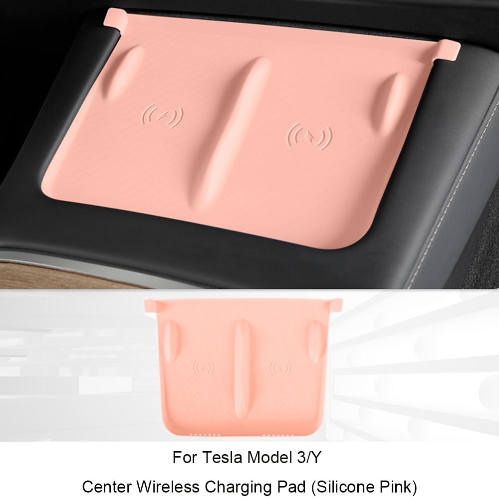 For Tesla Model 3/Y - Screen Silicone Protective Frame Wireless Charging Non-Slip Pad Card Limiter Silicone Cup Holder