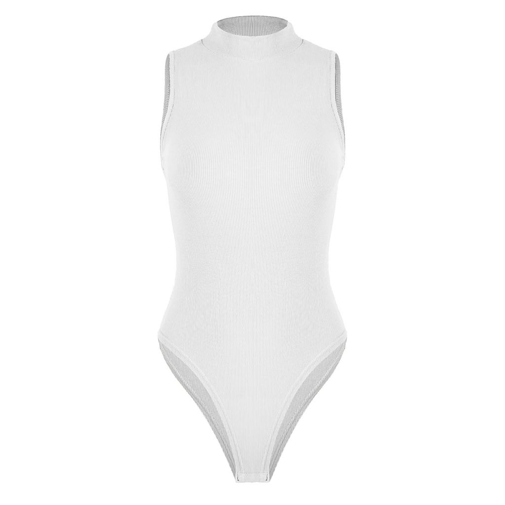 Ladies Casual Sexy Fashion Solid Color Button Rib Waistcoat Slimming Jumpsuit