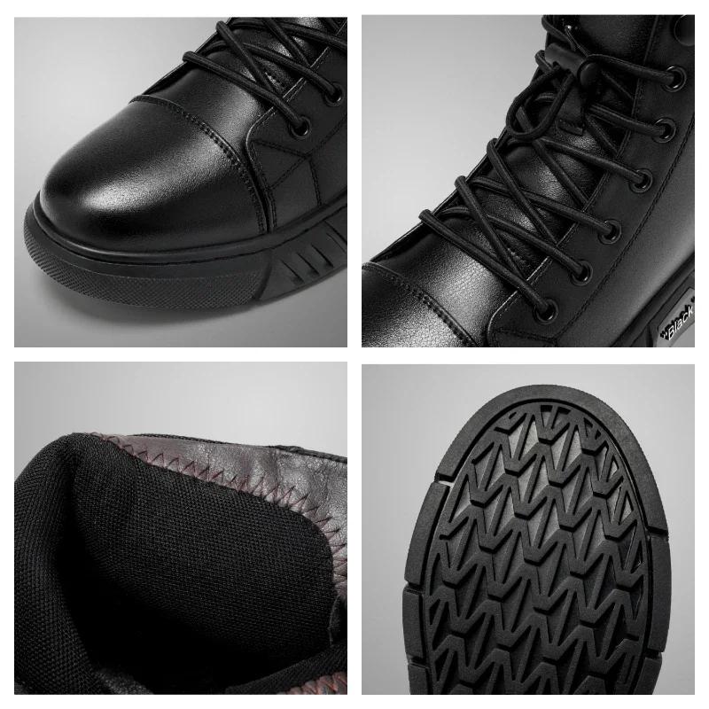 Fashion Men's Motorcycle Boots Comfortable Platform Boots Men‘s’ Outdoor High Top Leather Boots Fashion Comfortable Waterproof Men Shoes