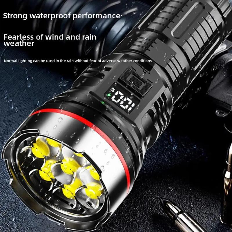 8LED High-power Flashlight Strong Light Rechargeable Camping Dimming Multi-gear LED Low Light Reminder Battery Torch Portab P2S0