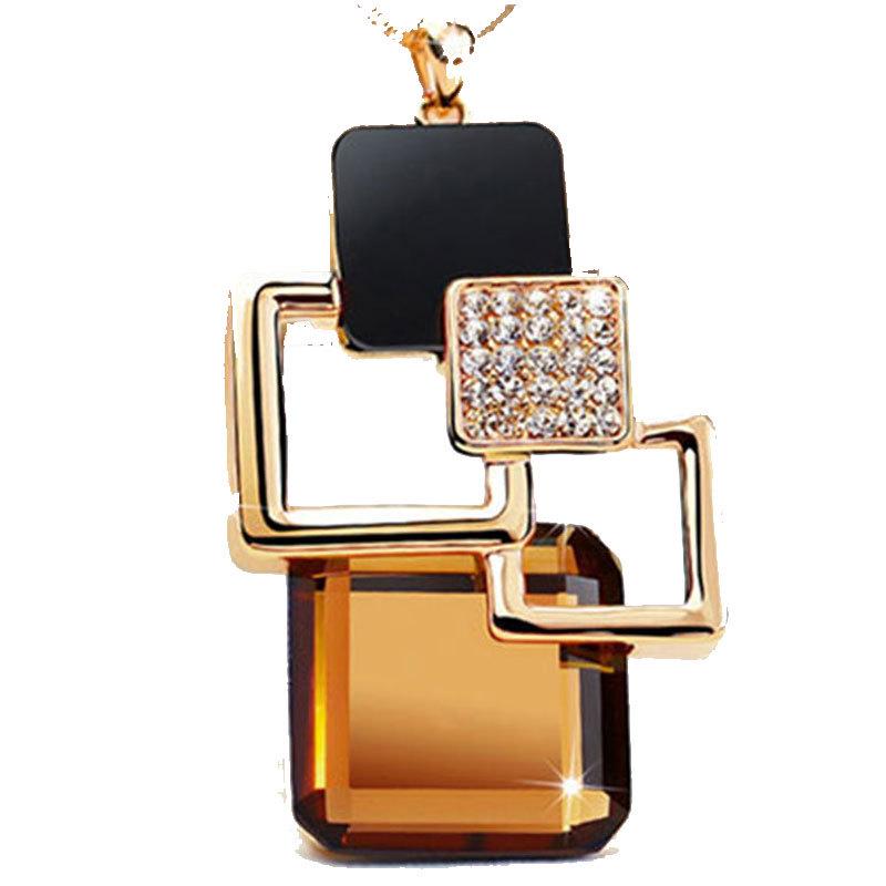 Korean Style Rhinestone Pendant Necklace - European & American Design, Perfect for Girl's Birthday Gift or Magic Space Theme