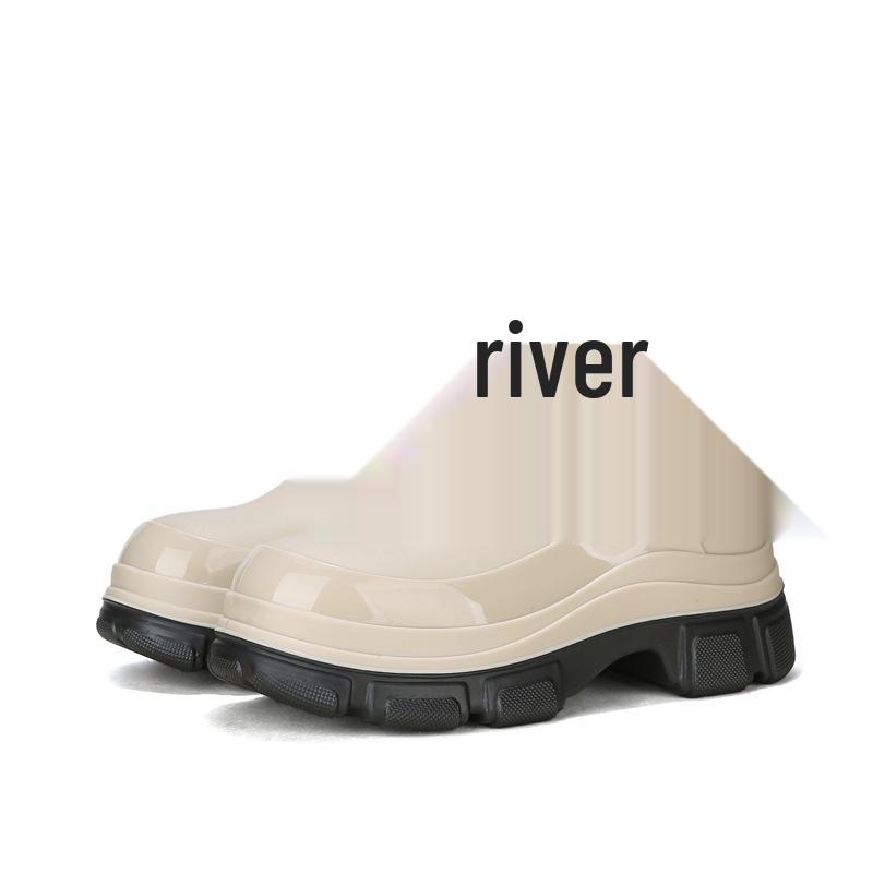 Korean Style Women's Waterproof Chelsea Rain Boots - Mid-Calf Rubber Overshoes with Thick Sole Fashion.