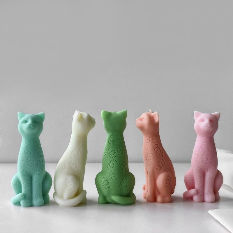 Flexible Silicone Mold Handmade Scented Candle Mould 3D Sitting Cats Aromatherapys Jewelry Mold Home Decoration Mold