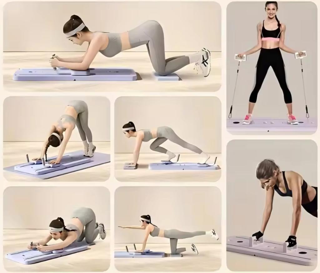 Pilatesbrett Übungen Reformer Pilates Matte Widerstandsbänder Timer [Reformer1]
