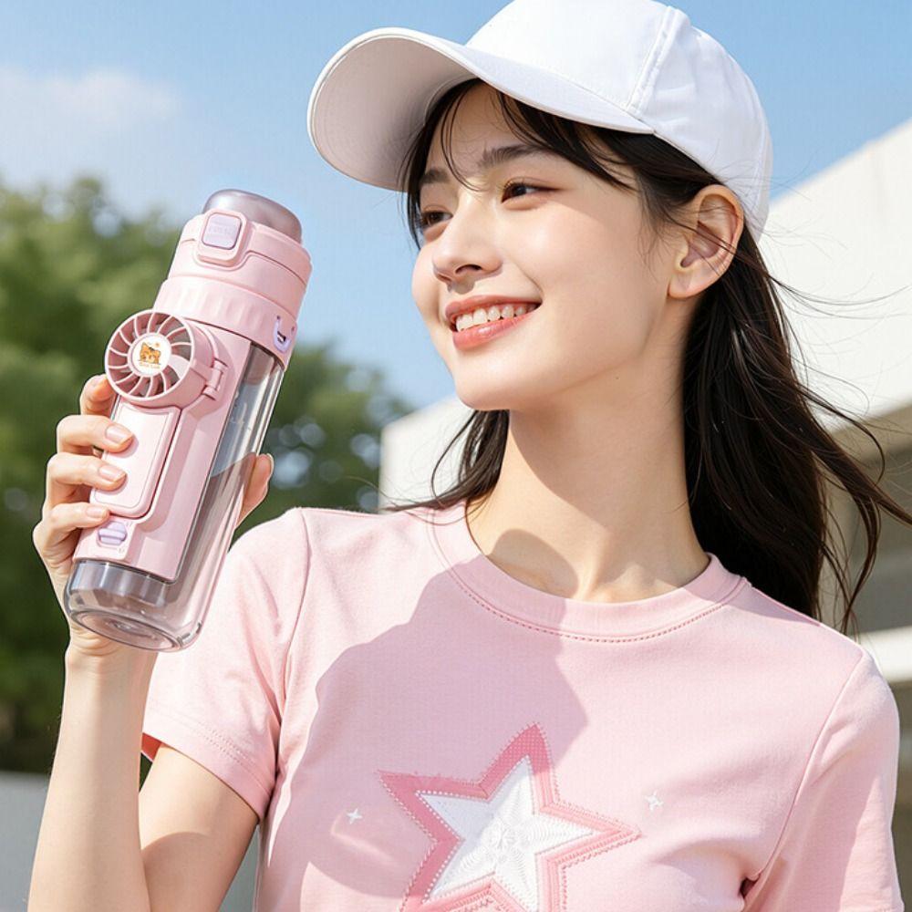 Detachable Fan Hydration Spray Fan Cup 610 ML Sports Drinking Bottle  Summer Hydration