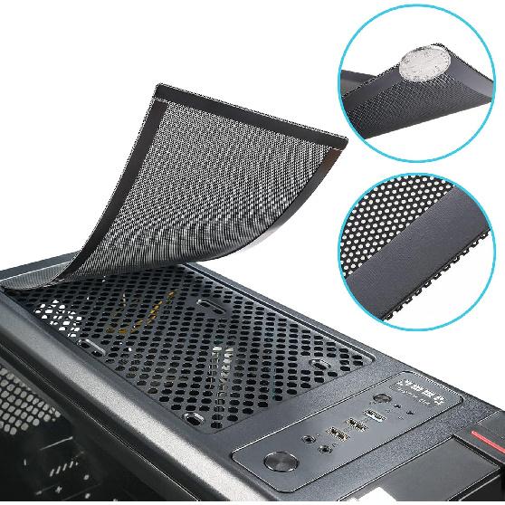 120 x 240mm PC Case Dust Mesh Filter, [2 Pack] Magnetic Frame Computer Fan Dust Mesh PC Cooler Filter Dustproof PVC Cover Grills - Black