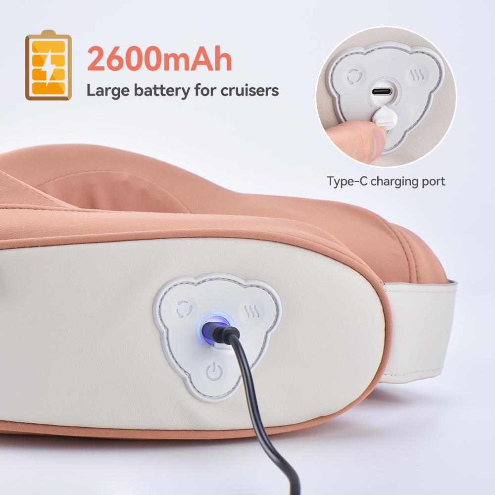 Business Travel Spa Wireless Body Vibrating Shiatsu Kneading U Shape Vibration Fitness Neck Massager With Heating Function
