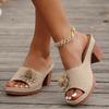 Fashion Flower Decor Roman Sandals for Women Peep Toe Chunky High Heel Slippers Woman Lightweight Slip On Summer Sandalias De Mujer 2025