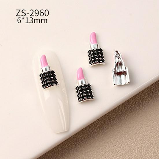 Romantic Red Lips Rhinestone Lipstick 3D Nail Art Decorations