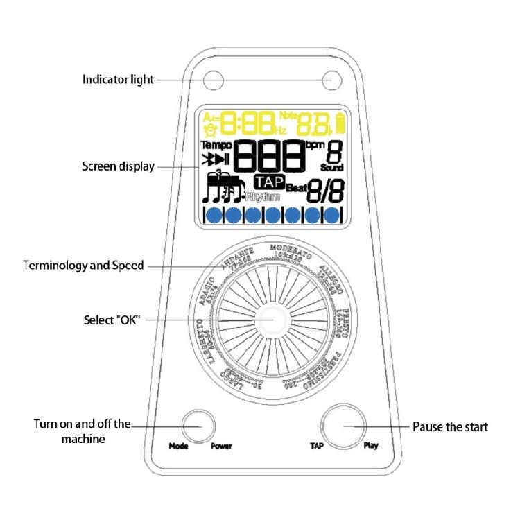 Vibrating Metronome Portable Metronome Vibrating Quiet Metronome Rechargeable Battery Beat Trainer ABS Texture for Adult