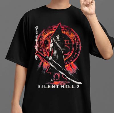 Silent Hill 2 TShirt Vintage 90s Style Tee Retro Horror Gamer Shirt AllSeason Men Women TShirt Black Tee Hotselling