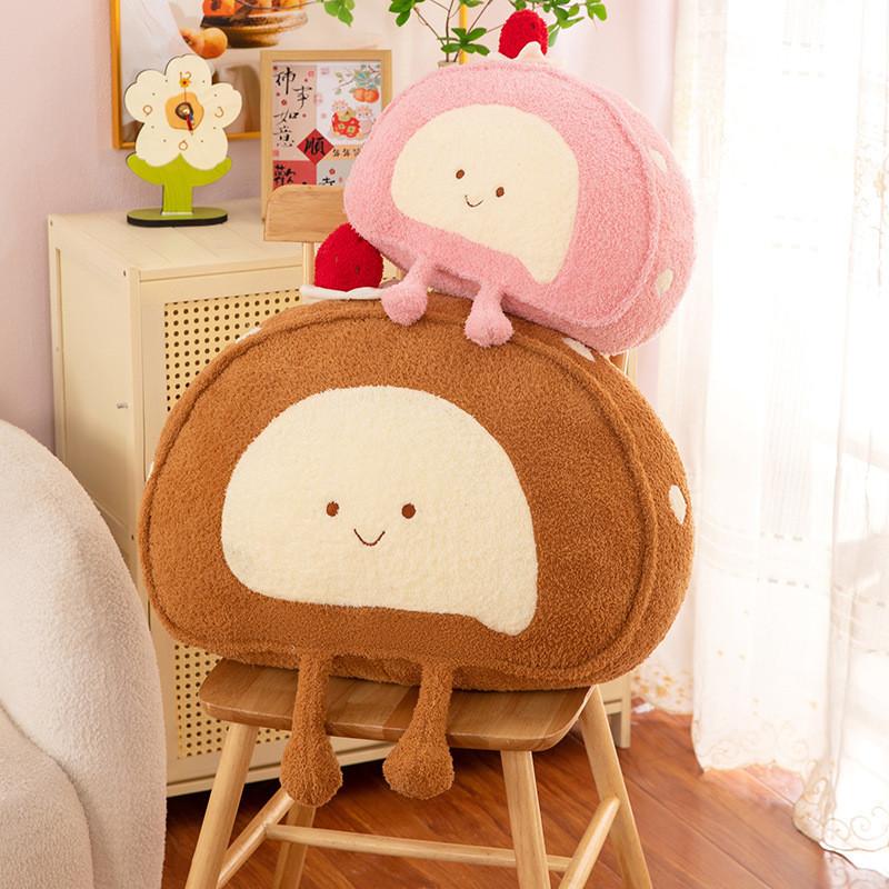 Cute Swiss Roll Plush Doll Pillow With Short Plush Fabric For Bedroom Decor And Comfort