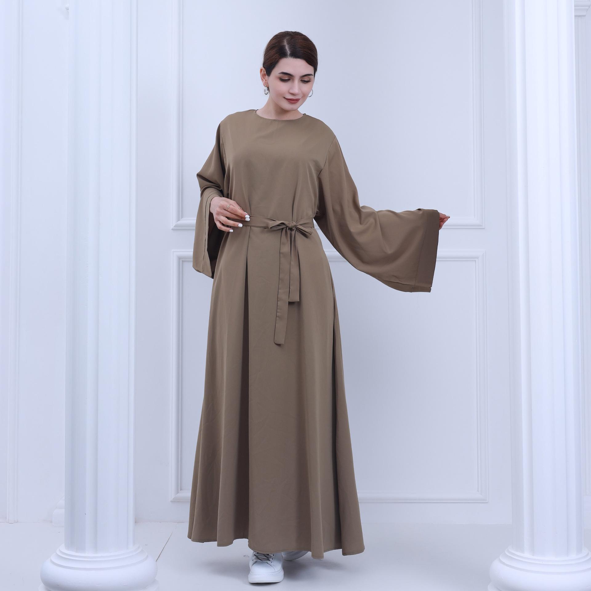 

Loriya Plus Size Solid Color Long Robe Dress LR363 XXL темно-коричневого кольору