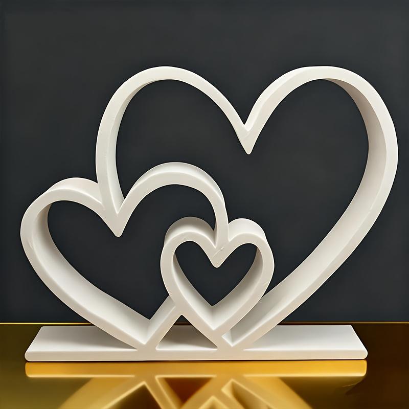 Stylish White Heart Art Sculpture, Contemporary Desktop Decor, Perfect Romantic Valentine Gift for Modern Home Interior