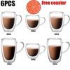 2-6pcs Double-layer Wall Transparent Cup Coffee Milk Drink Mug High Borosilicate Glass Drinkware Heat Resistant Household Office