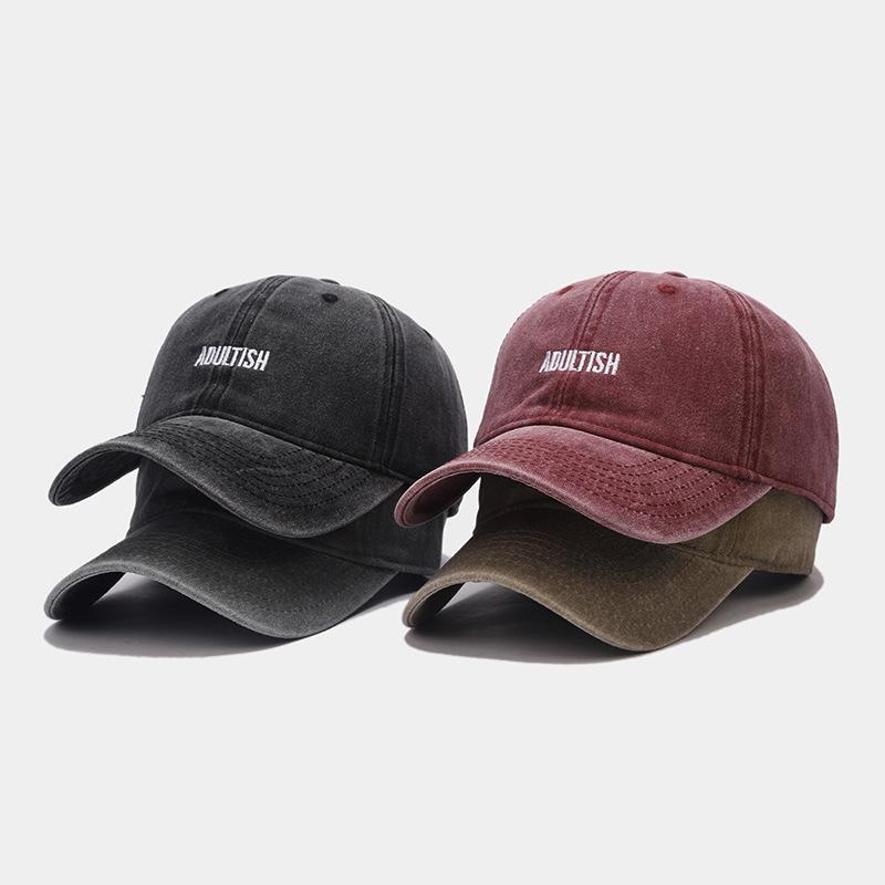 Spring new letter embroidered baseball cap men's washed old soft top cap women's trendy casual versatile sun hat