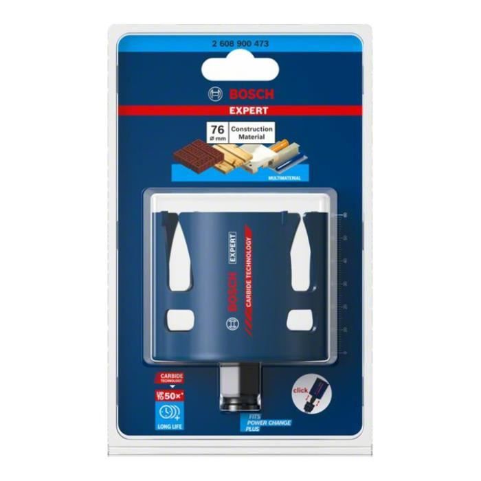 Scie-trépan - BOSCH - 2608900473 - Diamètre 76 Mm - Longueur 60 Mm - Bleu