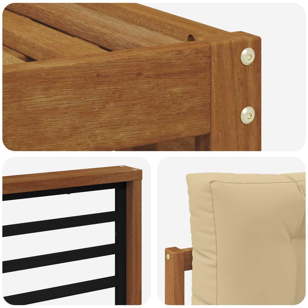 Outdoor Sofa Set 6 pcs Natural and Beige Solid Acacia Wood